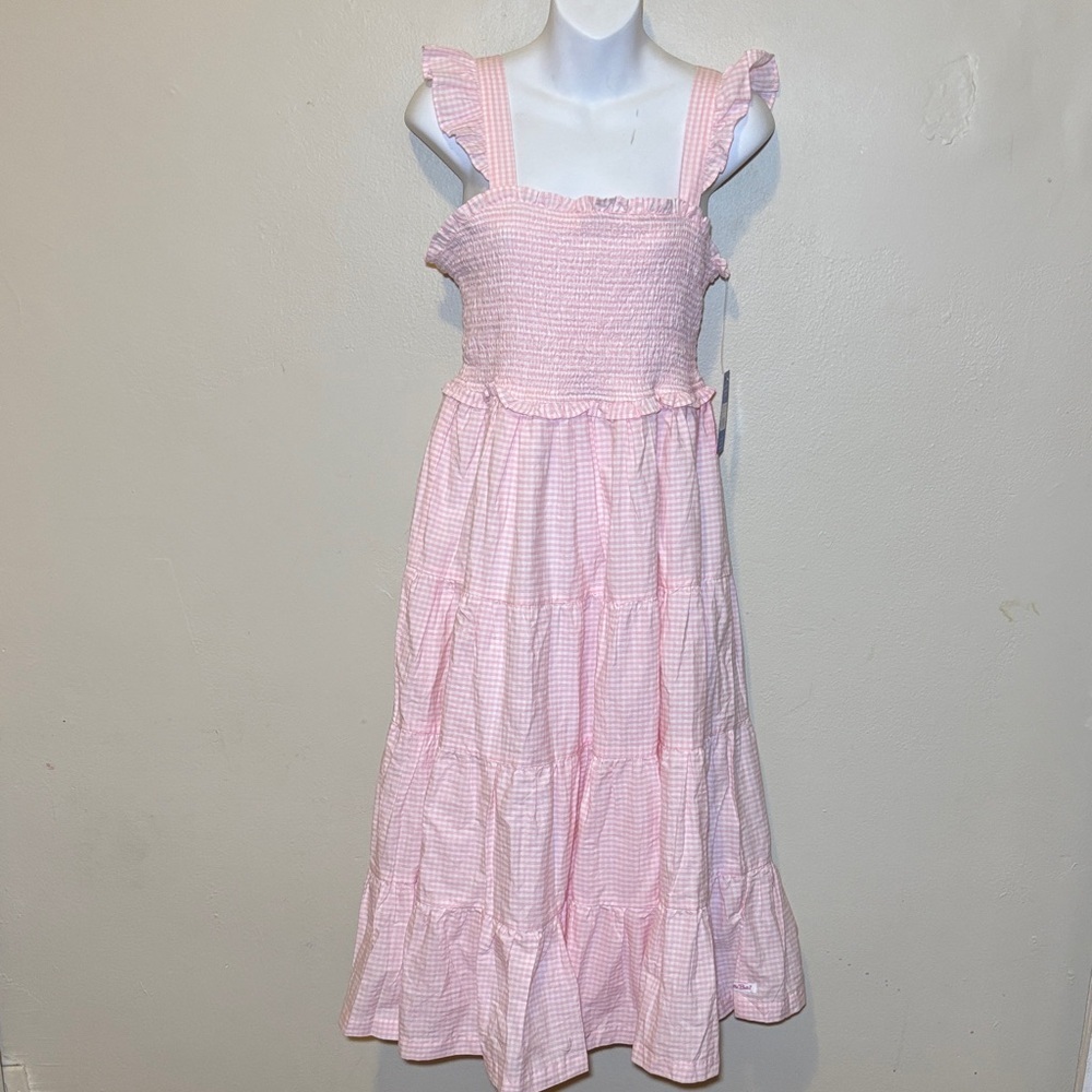 Ruffle Butts Pink Gingham Smocked Tiered Sundress